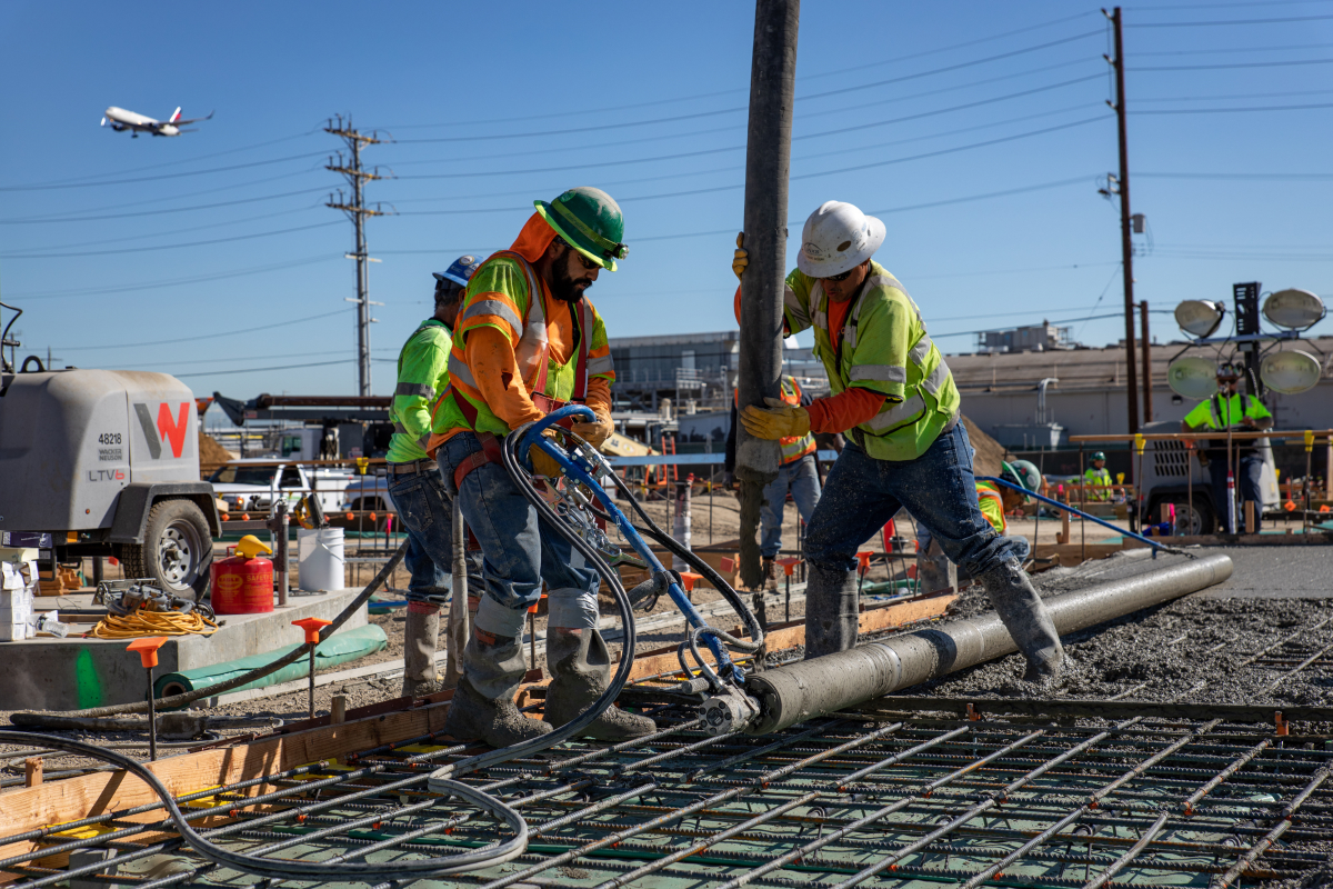 LINXS places the first slab on grade concrete at the future Maintenance and Storage Facility. (Photo date: March 3, 2020)