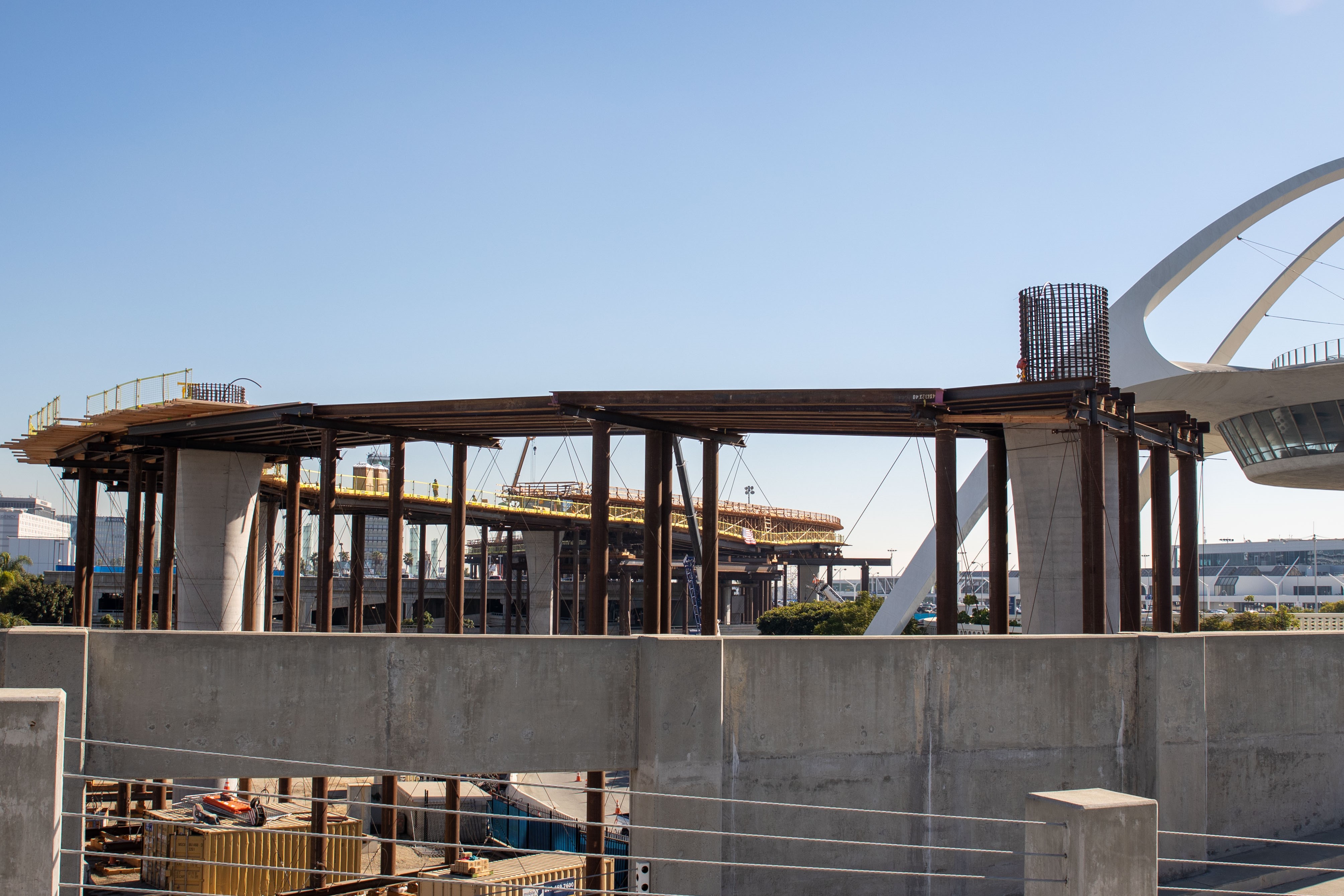 Once complete, the APM guideway will pass by the iconic LAX Theme Building.