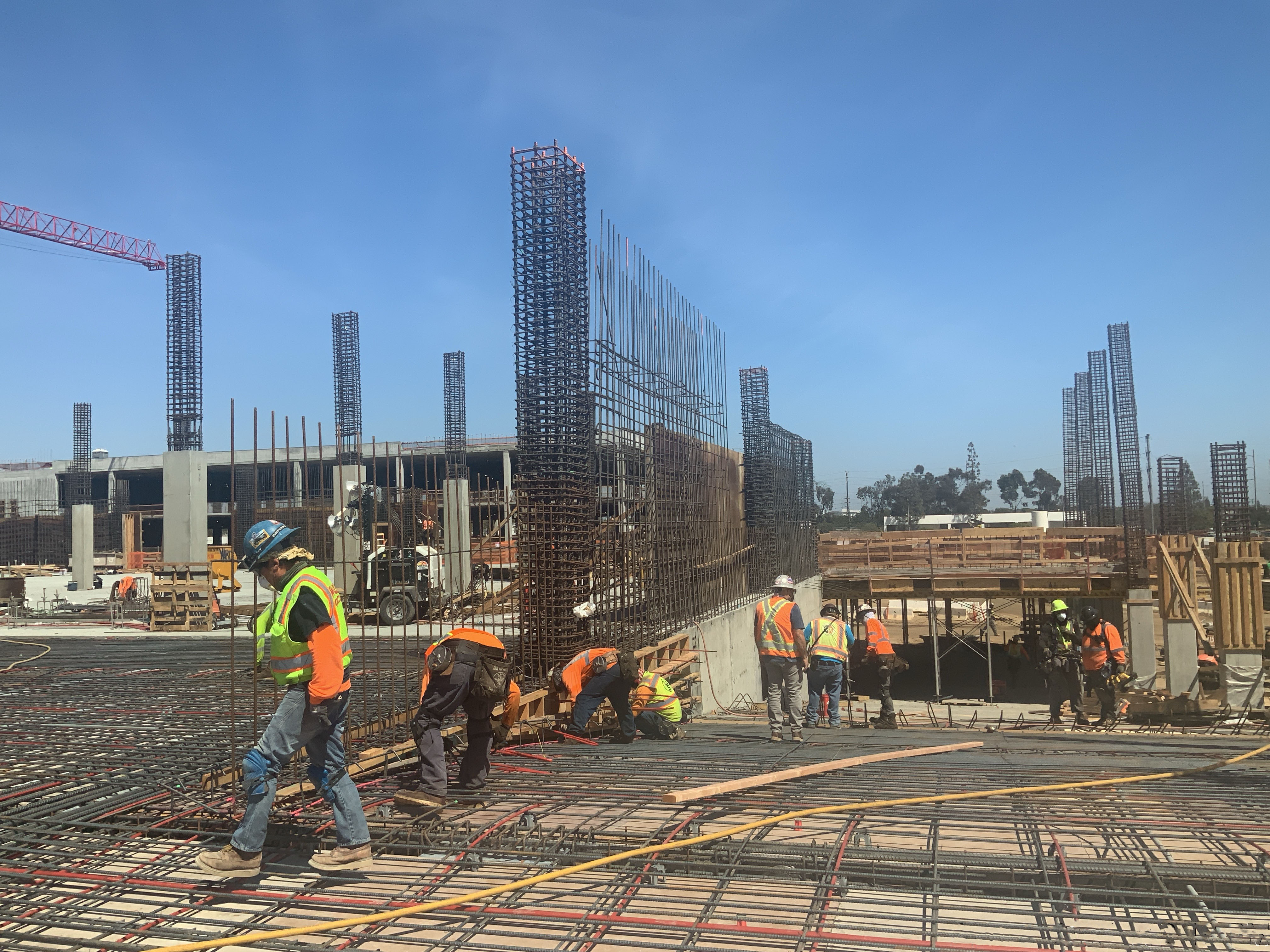 Inspection of ramp from the first to second level ramp prior to a concrete pour at the Idle Storage building of the Consolidated Rent-A-Car facility.