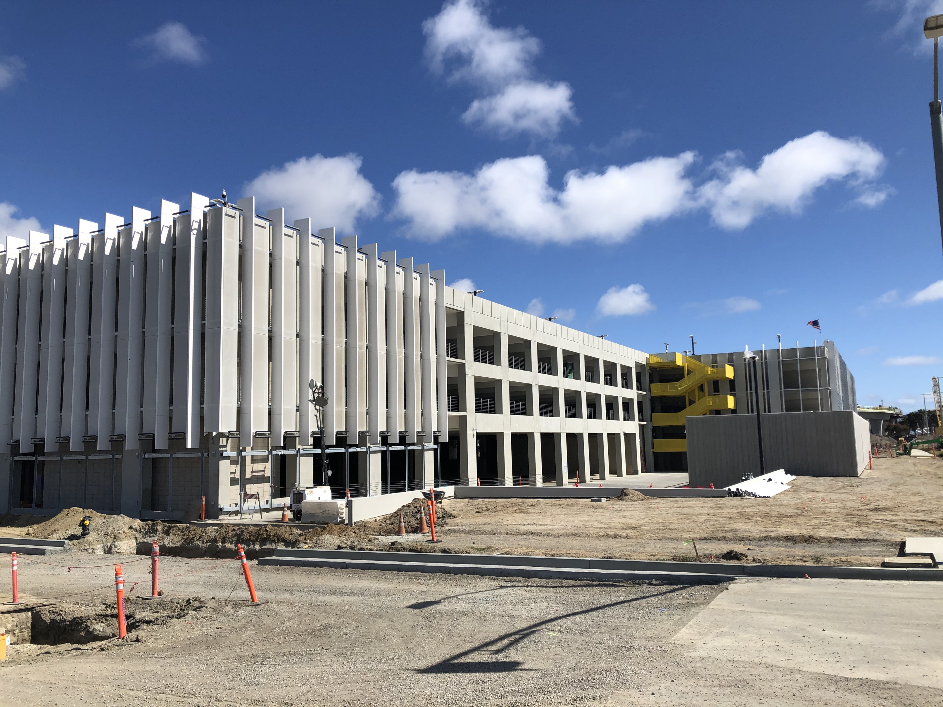 The northwest corner of the Intermodal Transportation Facility-West.