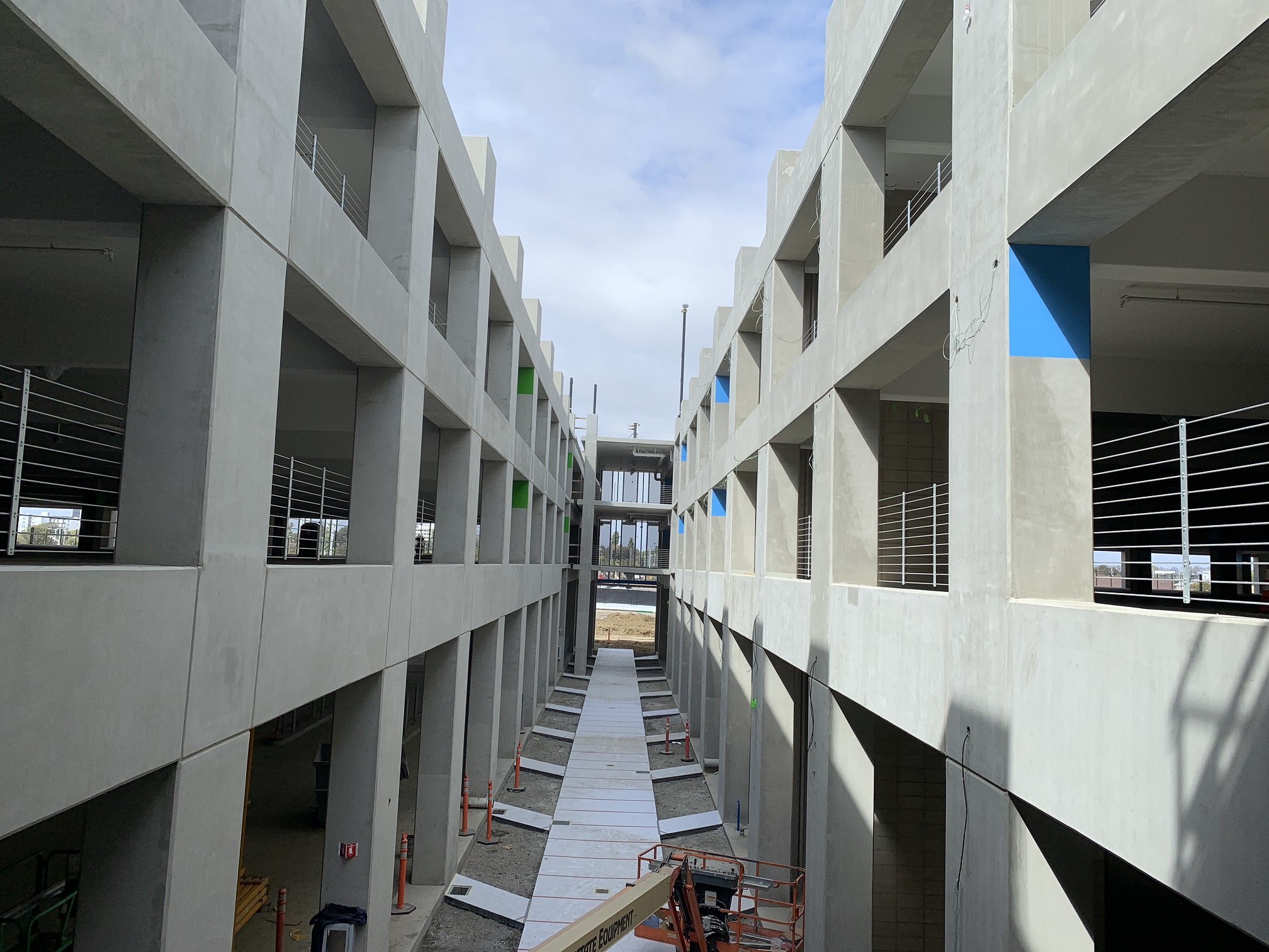 Paver installation on the ground floor of the Intermodal Transportation Facility-West. 