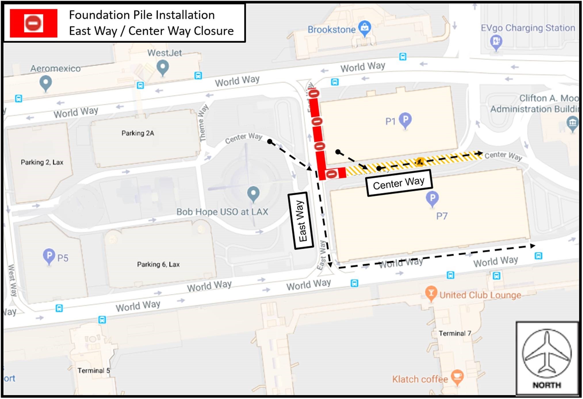 Lane Closures on Center Way in LAX Central Terminal Area to Perform Utility Work