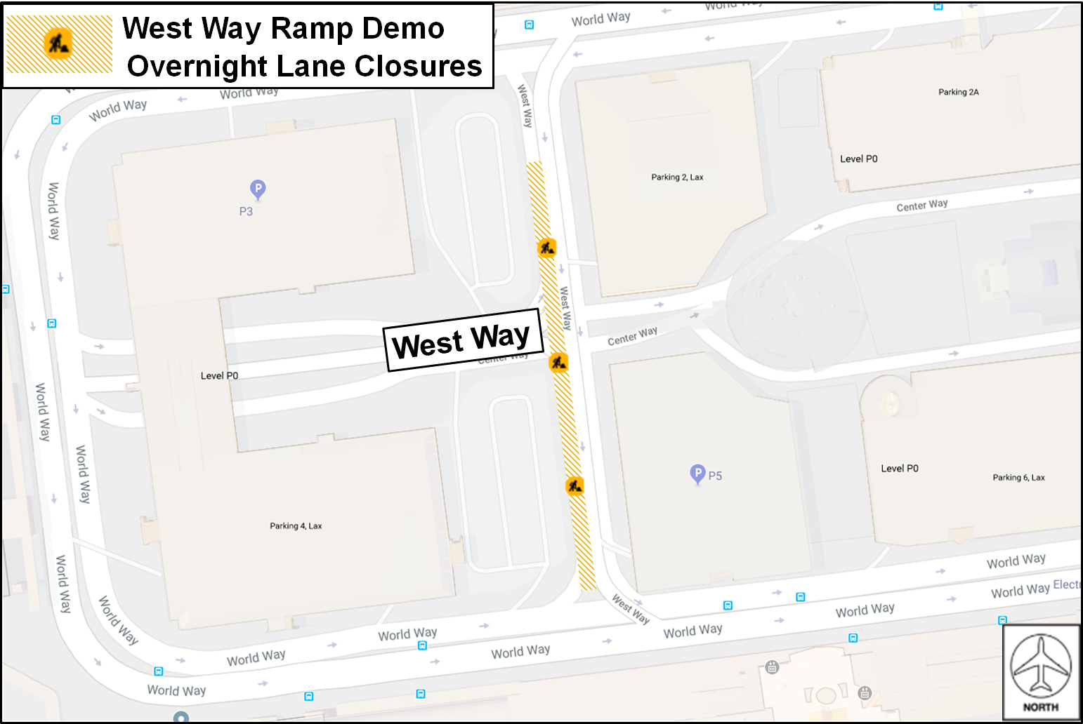 Overnight Closures on Lower West Way in Central Terminal Area