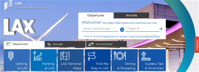 Screenshot of new FlyLAX.com website viewed from a desktop.