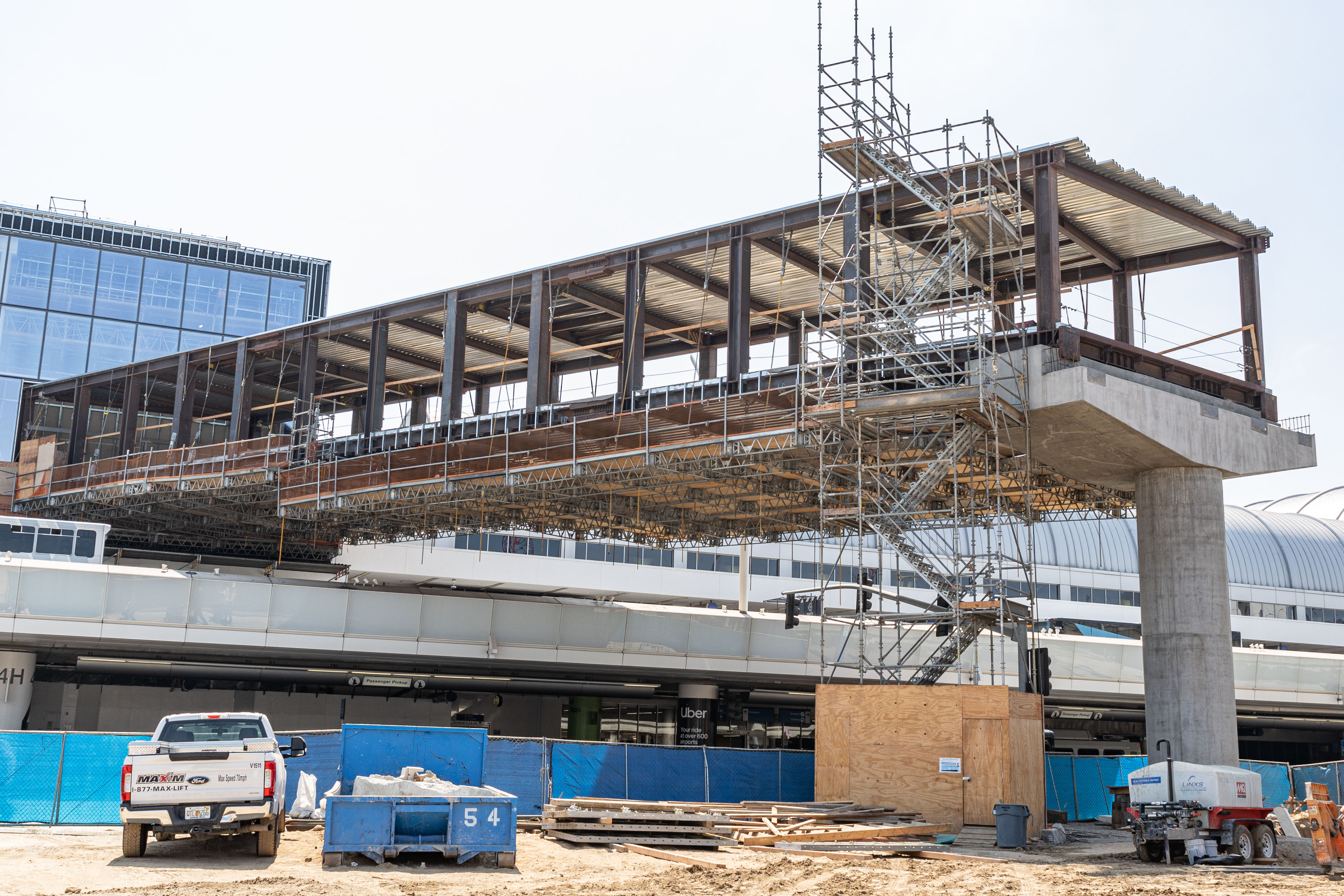 Terminal 4.5 pedestrian bridge construction continues.